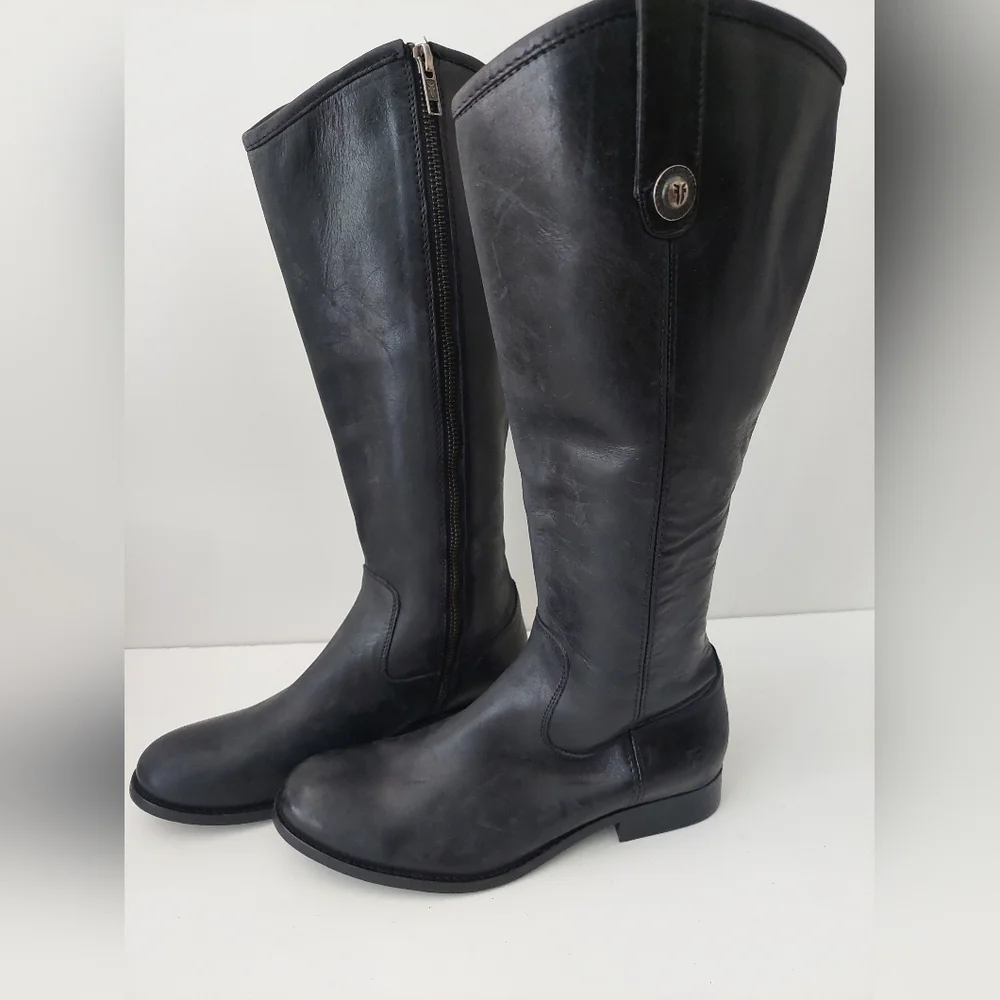 Frye Melissa Black Riding-Style Boots Size 6.5